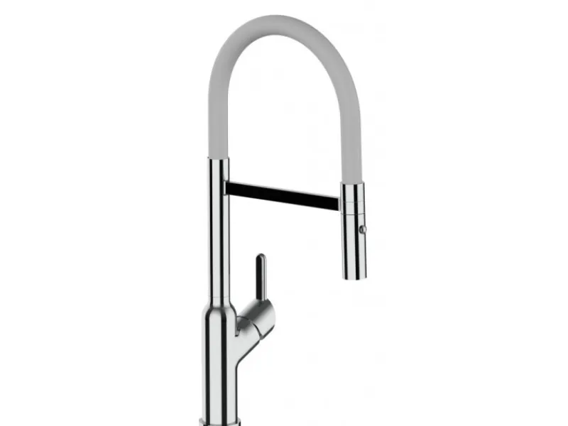 Einhebelmischer<VIZIO Wasserhahn Küchenarmatur BOD mit 360° Schwenkbarem Auslauf Abnehmbare 2 Strahl Handbrause Verchromt Grau