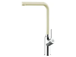 Outlet VIZIO Wasserhahn Küchenarmatur BOD mit 360° Schwenkbarem L Auslauf Verchromt Sand Beige