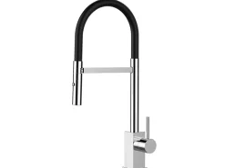 VIZIO Wasserhahn Küchenarmatur QU mit 360° Schwenkbarem Auslauf Abnehmbare 2 Strahl Handbrause Verchromt Schwarz< Einhebelmischer