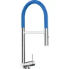 VIZIO Wasserhahn Vorfenster Küchenarmatur Umklappbar 45 CM mit 360° Schwenkbarem Auslauf Abnehmbare 2 Strahl Handbrause Verchromt   Blau< Einhebelmischer|Ersatzteile Küchenarmatur
