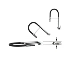 VIZIO Wasserhahn Vorfenster Küchenarmatur Umklappbar 45 CM mit 360° Schwenkbarem Auslauf Abnehmbare 2 Strahl Handbrause Verchromt   Blau< Einhebelmischer|Ersatzteile Küchenarmatur