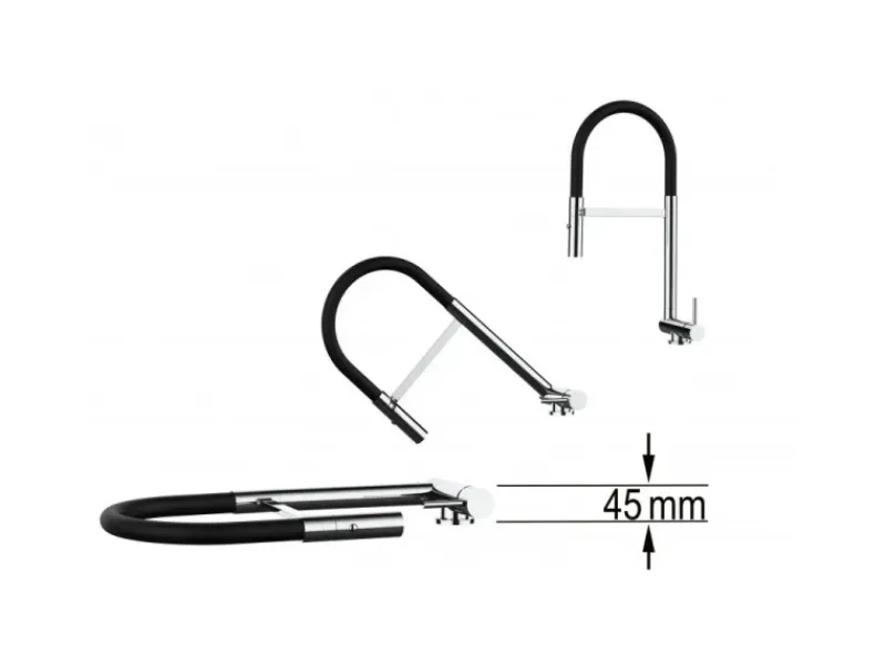 Sale VIZIO Wasserhahn Vorfenster Küchenarmatur Umklappbar 45 CM mit 360° Schwenkbarem Auslauf Abnehmbare 2 Strahl Handbrause Verchromt Rot
