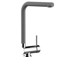 VIZIO Wasserhahn Vorfenster Küchenarmatur Umklappbar 6 CM mit 360° Schwenkbarem L Auslauf Verchromt Zement Granit< Einhebelmischer