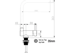 VIZIO Wasserhahn Vorfenster Küchenarmatur Umklappbar 6 CM mit 360° Schwenkbarem L  Auslauf Verchromt   Zement Granit< Einhebelmischer