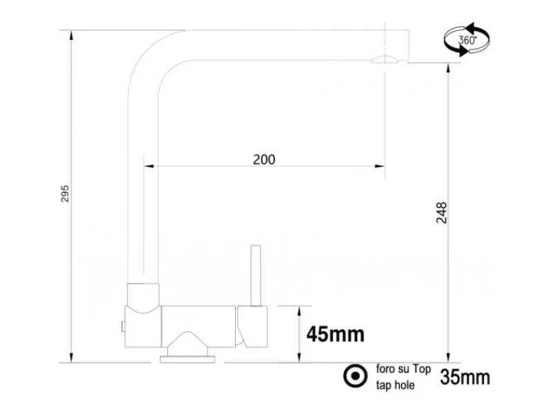 VIZIO Wasserhahn Vorfenster Küchenarmatur Umklappbar 45 CM mit 360° Schwenkbarem L Auslauf Verchromt Schwarz Granit< Einhebelmischer