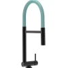 VIZIO Wasserhahn Vorfenster Küchenarmatur Umklappbar 45 CM mit 360° Schwenkbarem Auslauf Abnehmbare 2 Strahl Handbrause Schwarz Matt   Türkis< Einhebelmischer