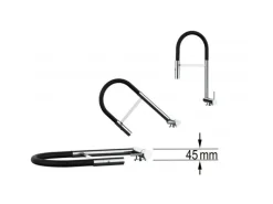 VIZIO Wasserhahn Vorfenster Küchenarmatur Umklappbar 45 CM mit 360° Schwenkbarem Auslauf Abnehmbare 2 Strahl Handbrause Schwarz Matt Türkis< Einhebelmischer
