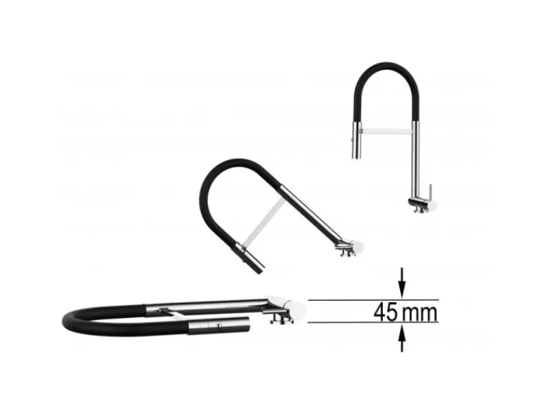 VIZIO Wasserhahn Vorfenster Küchenarmatur Umklappbar 45 CM mit 360° Schwenkbarem Auslauf Abnehmbare 2 Strahl Handbrause Schwarz Matt Türkis< Einhebelmischer