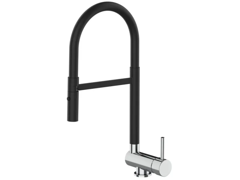 Discount VIZIO Wasserhahn Vorfenster Küchenarmatur Umklappbar 6 CM mit 360° Schwenkbarem Auslauf Abnehmbare 2 Strahl Handbrause Schwarz Matt und Verchromt