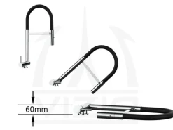 Best VIZIO Wasserhahn Vorfenster Küchenarmatur Umklappbar 6 CM LINKER HEBEL 360° Schwenkbarem Auslauf Abnehmbare 2 Strahl Brause Verchromt   Schwarz