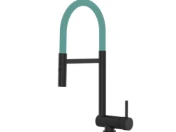 Hot VIZIO Wasserhahn Vorfenster Küchenarmatur Umklappbar 6 CM mit 360° Schwenkbarem Auslauf Abnehmbare 2 Strahl Handbrause Schwarz Matt Türkis