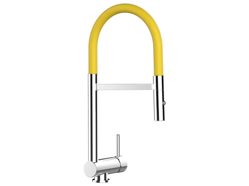 Outlet VIZIO Wasserhahn Vorfenster Küchenarmatur Umklappbar 6 CM mit 360° Schwenkbarem Auslauf Abnehmbare 2 Strahl Handbrause Verchromt Gelb