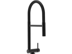 New VIZIO Wasserhahn Vorfenster Küchenarmatur Umklappbar 45 CM mit 360° Schwenkbarem Auslauf Abnehmbare 2 Strahl Handbrause Schwarz Matt Schwarz
