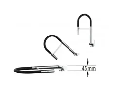 New VIZIO Wasserhahn Vorfenster Küchenarmatur Umklappbar 45 CM mit 360° Schwenkbarem Auslauf Abnehmbare 2 Strahl Handbrause Schwarz Matt   Schwarz