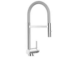 VIZIO Wasserhahn Vorfenster Küchenarmatur Umklappbar 6 CM mit 360° Schwenkbarem Auslauf Abnehmbare 2 Strahl Handbrause Verchromt Grau< Einhebelmischer