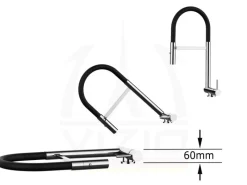 VIZIO Wasserhahn Vorfenster Küchenarmatur Umklappbar 6 CM mit 360° Schwenkbarem Auslauf Abnehmbare 2 Strahl Handbrause Verchromt   Grau< Einhebelmischer