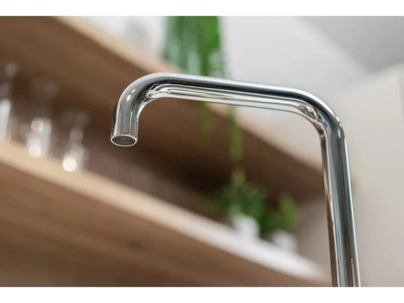 VIZIO Wasserhahn Vorfenster Küchenarmatur Umklappbar 6 CM LINKER HEBEL mit 360° Schwenkbarem N Auslauf Verchromt< Einhebelmischer