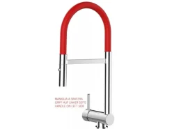 Sale VIZIO Wasserhahn Vorfenster Küchenarmatur Umklappbar 6 CM LINKER HEBEL mit 360° Schwenkbarem Auslauf Abnehmbare 2 Strahl Brause Verchromt Rot