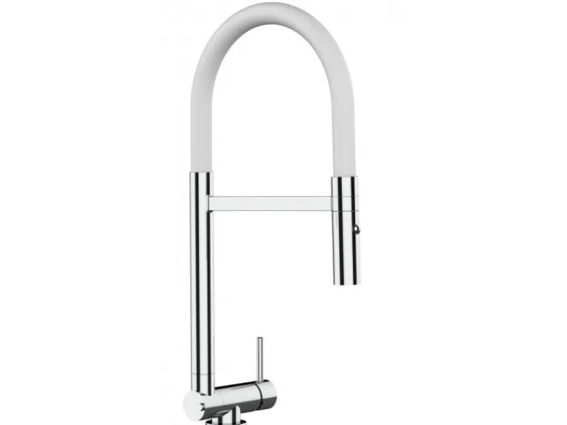 VIZIO Wasserhahn Vorfenster Küchenarmatur Umklappbar 45 CM mit 360° Schwenkbarem Auslauf Abnehmbare 2 Strahl Handbrause Verchromt Weiß< Einhebelmischer
