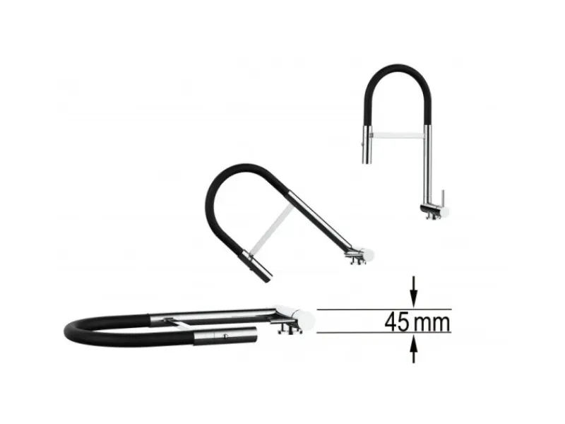 VIZIO Wasserhahn Vorfenster Küchenarmatur Umklappbar 45 CM mit 360° Schwenkbarem Auslauf Abnehmbare 2 Strahl Handbrause Verchromt Weiß< Einhebelmischer
