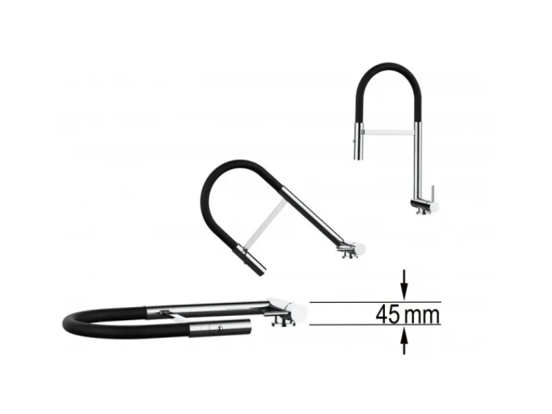 Best VIZIO Wasserhahn Vorfenster Küchenarmatur Umklappbar 45 CM mit 360° Schwenkbarem Auslauf Abnehmbare 2 Strahl Handbrause Schwarz Matt Rot