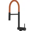 VIZIO Wasserhahn Vorfenster Küchenarmatur Umklappbar 6 CM mit 360° Schwenkbarem Auslauf Abnehmbare 2 Strahl Handbrause Schwarz Matt   Orange< Einhebelmischer
