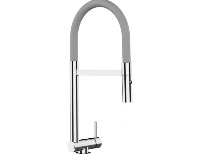 Einhebelmischer<VIZIO Wasserhahn Vorfenster Küchenarmatur Umklappbar 45 CM mit 360° Schwenkbarem Auslauf Abnehmbare 2 Strahl Handbrause Verchromt Grau