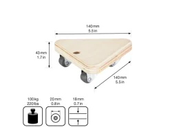 Wagner Kühlschränke<Transporthilfe Tragkraft 100 kg Dreieckig 14 cm Birke FSC®