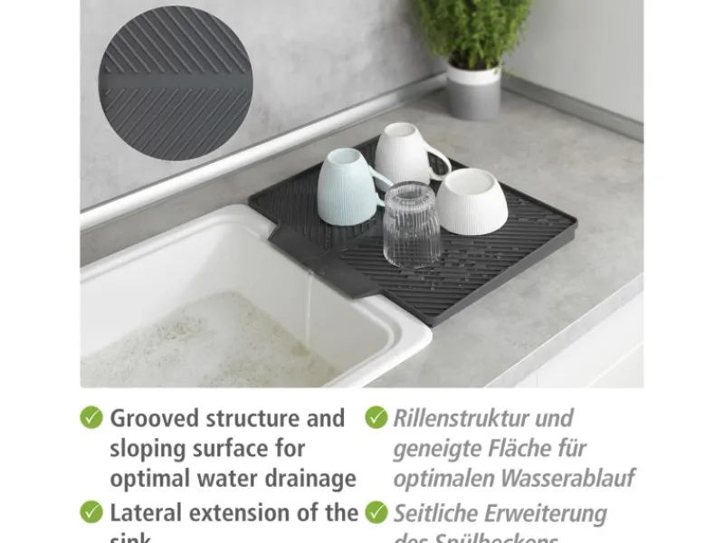 Wenko Küchenhelfer<Abtropfmatte Nelia Maxi Kunststoff 40 cm x 35 cm Grau
