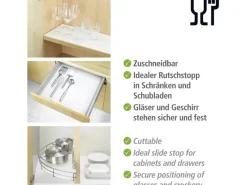 Wenko Küchenhelfer<Anti-Rutsch-Matte Noppen Zuschneidbar 150 cm x 50 cm Weiß