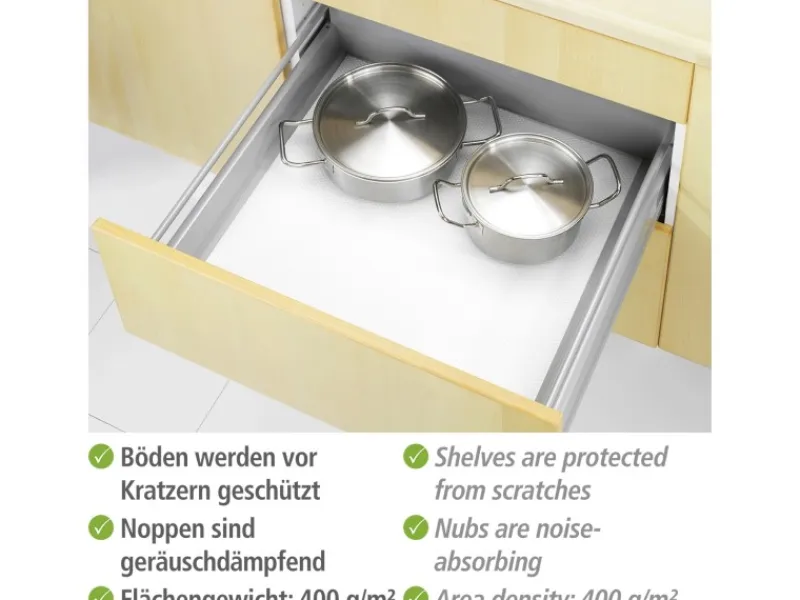 Wenko Küchenhelfer<Anti-Rutsch-Matte Noppen Zuschneidbar 150 cm x 50 cm Weiß