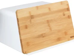 New Wenko Brotkasten mit Bambusbrett Weiß