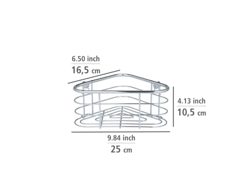 Wenko Küchenregale<Eckablage Trestina 25 cm x 10,5 cm 16,5 cm Edelstahl Silber Glänzend