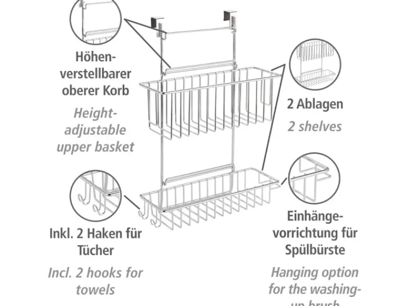 Wenko Küchen-Ordnungssysteme|Küchenregale<Einhängregal Flexi mit 2 Ablagen
