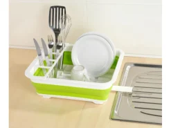 Outlet Wenko Geschirrabtropfer faltbar Weiß-Grün