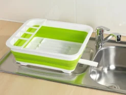 Outlet Wenko Geschirrabtropfer faltbar Weiß-Grün