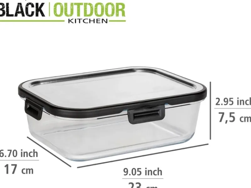 Wenko Vorratsdosen|Vorratsbehälter<Glas Frischhaltedose Steel Black Outdoor Kitchen 1,5 l