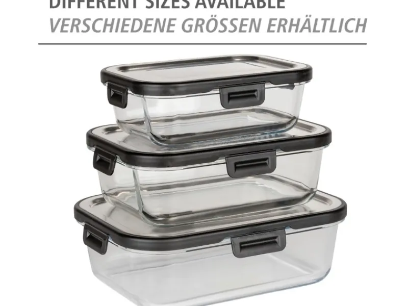 Wenko Vorratsdosen|Vorratsbehälter<Glas Frischhaltedose Steel Black Outdoor Kitchen 1,5 l