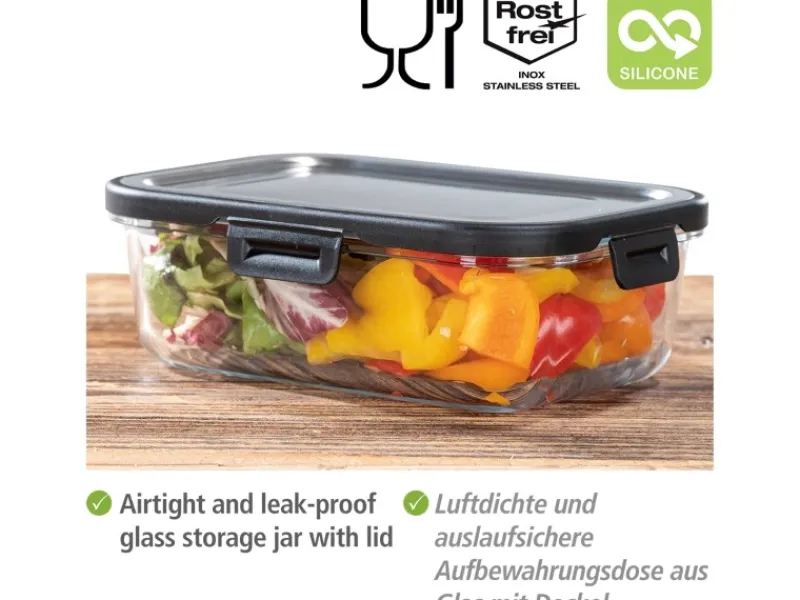 Wenko Vorratsdosen|Vorratsbehälter<Glas Frischhaltedose Steel Black Outdoor Kitchen 1 l