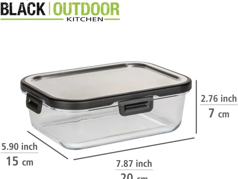Wenko Vorratsdosen|Vorratsbehälter<Glas Frischhaltedose Steel Black Outdoor Kitchen 1 l