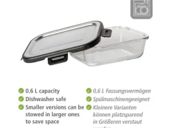 Wenko Glas Frischhaltedose Steel Black Outdoor Kitchen 0,6 l