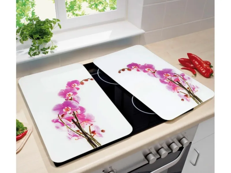 Wenko Herdabdeckplatte Universal Orchideenblüte 2er-Set für alle Herdarten
