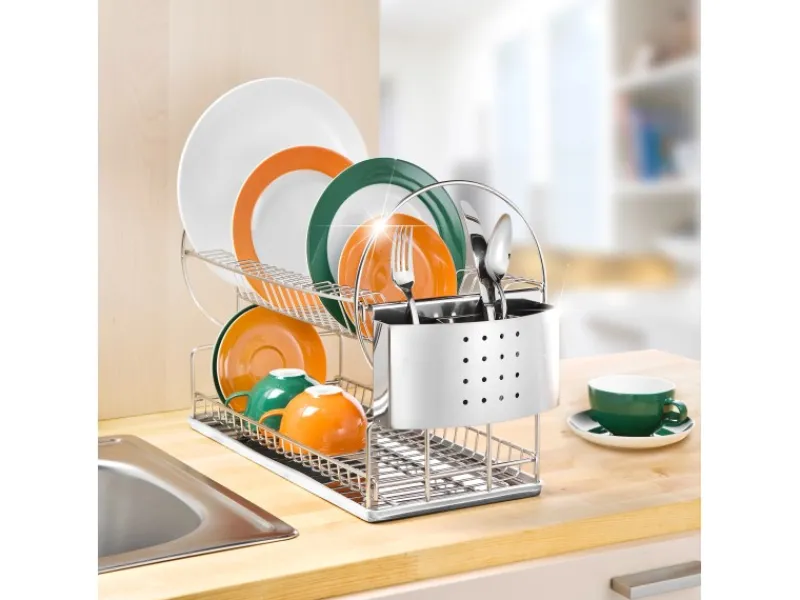 Discount Wenko Küchen-Geschirrabtropfer Exclusiv Duo Edelstahl