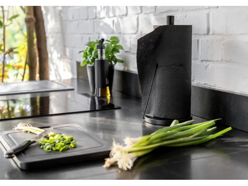 Outlet Wenko Küchenrollenhalter Clayton Pulverbeschichtetes Metall Ø 15 x 33 cm Schwarz