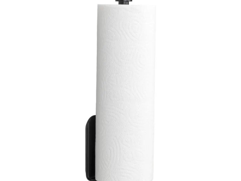 Wenko Küchenrollenhalter Nio Selbstklebend 27,5 cm x 4,5 cm x 7 cm Schwarz< Küchenhelfer