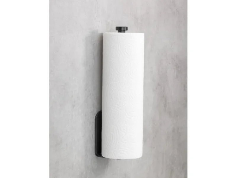 Wenko Küchenrollenhalter Nio Selbstklebend 27,5 cm x 4,5 cm x 7 cm Schwarz< Küchenhelfer