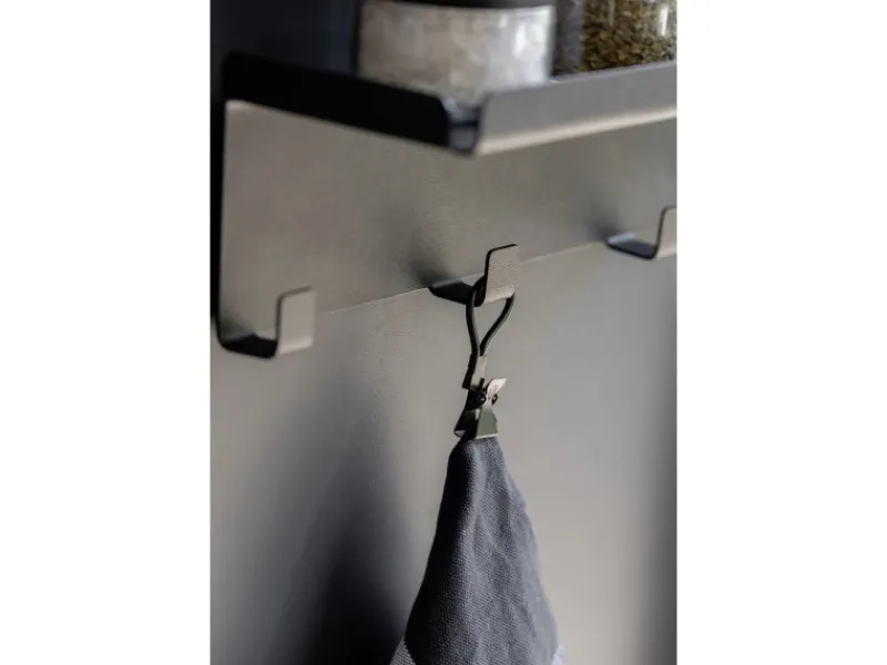 Wenko Küchenhelfer<Klemm-Ösen Metall 1,7 cm x 5,3 cm x 1 cm Schwarz 4 Stück