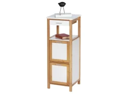 Wenko Regal Finja aus Bambus mit 2 Ablagen 34 x 89 x 30 cm Braun< Küchenregale