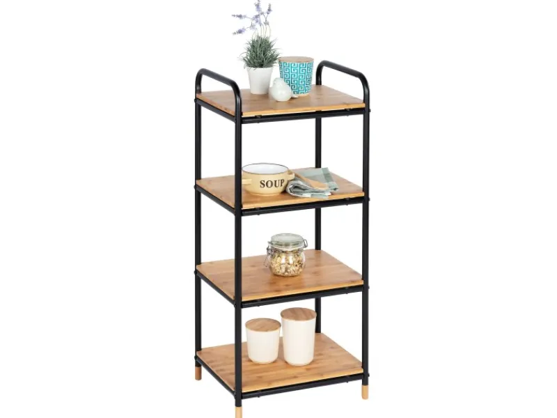 Wenko Küchenregale<Regal Loft Bambus Braun mit 4 Etagen