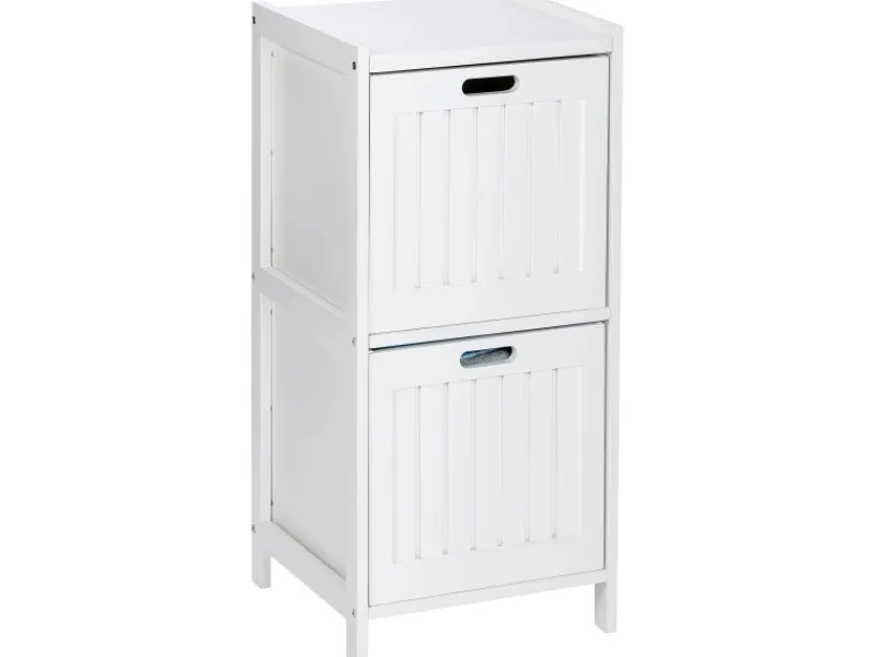 Wenko Regal Oslo Echtholz Weiß 2 Schubladen 76 cm x 36 cm x 36 cm< Küchenregale